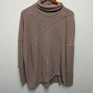 H by Bordeaux Mauve Taupe Ribbed Cowl Neck Layered‎ Front Knit Sweater Size M